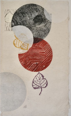 7. houtsnede in gemengde techniek, 102x60 cm.
