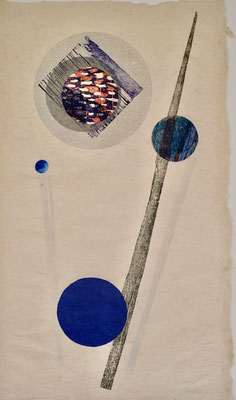 6. houtsnede in gemengde techniek, 3 Verbinden, 102x60 cm  unica. in privécollectie