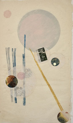 7. houtsnede in gemengde techniek, Tijd, 102x60 cm  unica