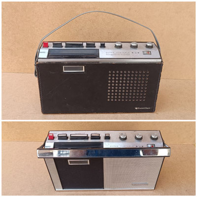 Radio cassette vintage Reader's digest con funda de cuero. 31x9x26 