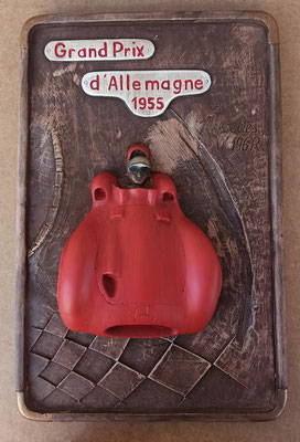 Cuadro cerámica relieve Grande prix d'Allemagne 1955.  23x35