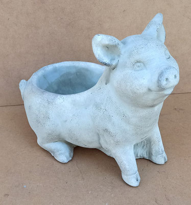 Macetero cerdito cemento. Ref 28387. 20x25x12