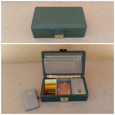 Joyero de piel vintage con cuaderno de notas y billetera. Ref GOY. 6,5x20x12