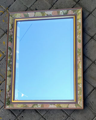 Espejo madera dibujo flor. 