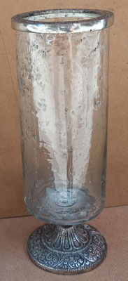 Portavelas cristal y metal. Ref 90635. 29x11