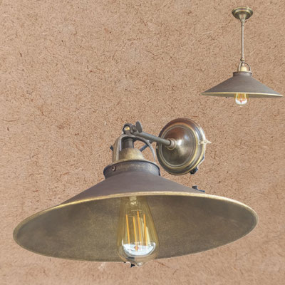 Aplique de latón techo o pared. Ref 23002621. Pantalla 35 cms. 