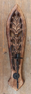 Portavelas pared madera y hierro. Ref 206151. 47x11x10