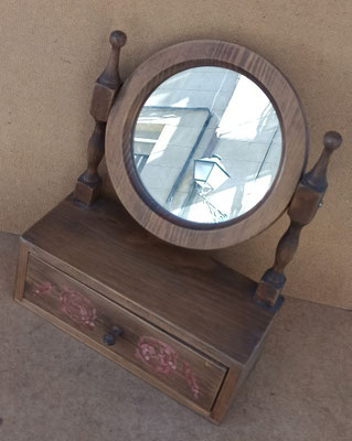 Espejo mesa madera. 30x24x10