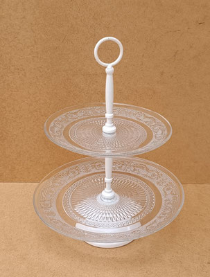 Porta pasteles cristal 2 pisos. Ref 2800. 35x26 