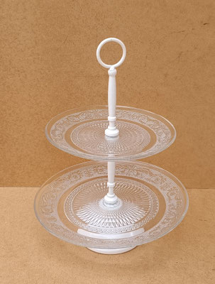 Porta pasteles cristal 2 pisos. Ref 2800. 35x26 