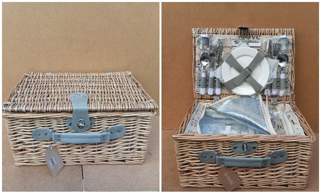 Cesta de picnic con 4 servicios y compartimento térmico. Ref 22229. 40x28x20 