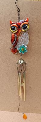 Campana de viento búho resina y metal. Ref 12796. 90x13. 