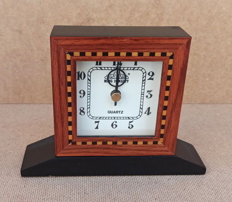 Reloj mesa marquetería. Ref Balm 10479. 17x13
