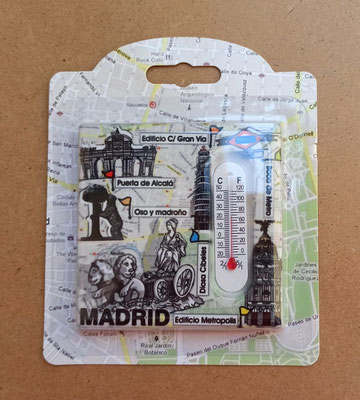 Termómetro resina con imán Madrid. Ref 5/053. 7,5x7,5