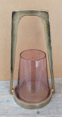 Portavelas metal y cristal. Ref 441160. 33x17