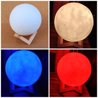 Luna luminosa diferentes posiciones. Batería recargable y mando a distancia. Ref 42341. 15x17