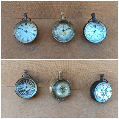 Relojes dos caras cristal abombado (reloj+brújula). Ref SC050. 3x8x5