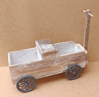 Macetero carrito madera. Ref 01208. 42x17x36