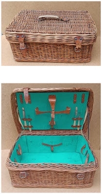 Cesta de picnic vintage. 23x48x32