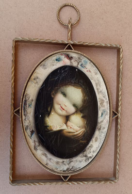 Cuadro Virgen con niño años 60. Ref CAR62. 43x26x2