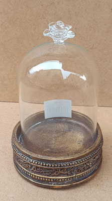 Fanal copete flor base resina. Ref 23191/5472. Medida cristal 12x9.