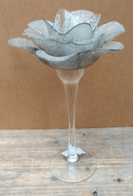 Portavelas  flor cristal. Ref 204071. 25x17. Pareja disponible.