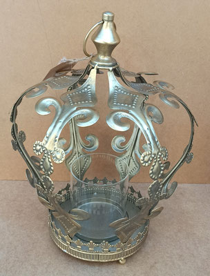 Portavelas  corona metal y cristal. Ref 19781. 38x27