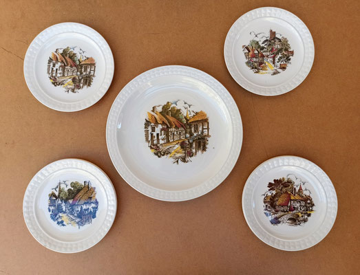 Conjunto 1 plato grande y 6 pequeños Pontesa