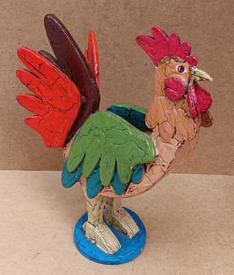 Gallo papel maché. Ref KAT333C. 38x28x13