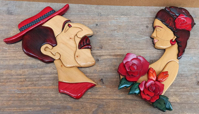 Placa de madera mujer/hombre flamenco servicios. 23,5x17,5 y 27x13