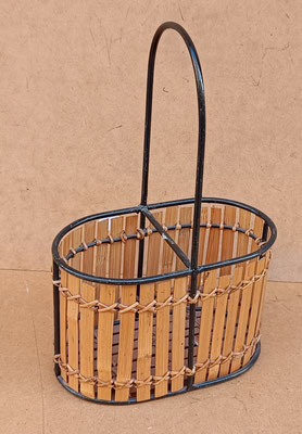 Botellero bambú y metal 2 botellas. Ref 9573/017. 23x14x37