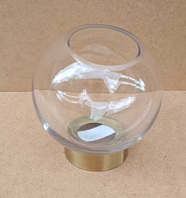 Portavelas cristal base metal. Ref 19998. 15x15