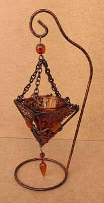 Velero vidrio /metal con soporte. 30x12x10
