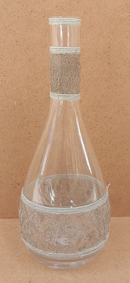 Jarrón cristal con adorno fibra. Ref 70901. 30x11