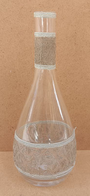 Jarrón cristal con adorno fibra. Ref 70901. 30x11