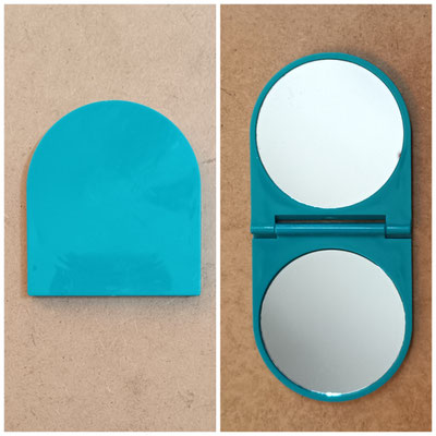 Espejo plegable para bolso. 7x6 cerrado. 13,5x6 abierto 