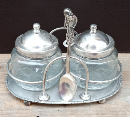 Set mermelada cristal y metal. 20x13x16
