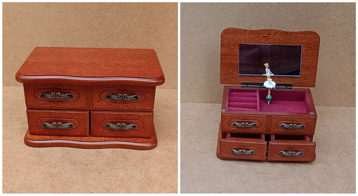 Joyero madera musical con bailarina. Ref 16053. 19x12x10