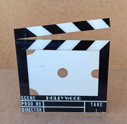 Portafoto plástico claqueta. Ref 32215. 23x21,5x6