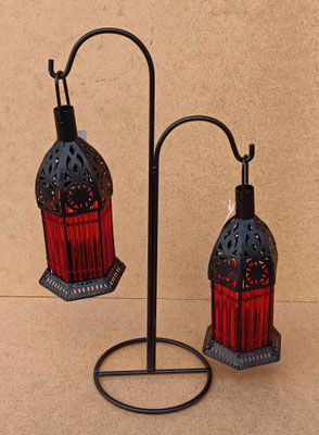 Farol doble vela con soporte. Ref 55906. 37x28x13