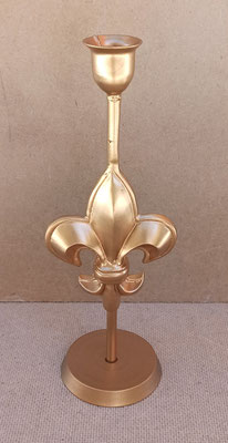 Portavelas metal Flor de lis. 24x8