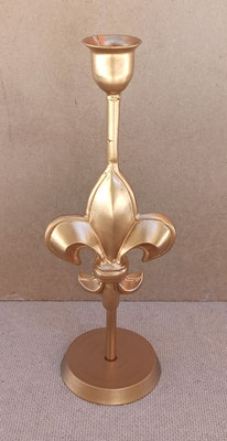 Portavelas metal Flor de lis. 24x8