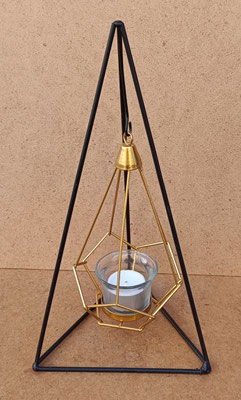 Portavelas cristal y metal. Ref 18422. 33x17x17