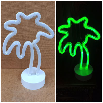Luminoso palmera neón PVC. Ref 48697. 18x10x29. Funciona con pilas