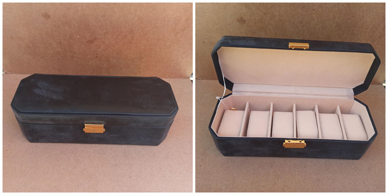 Caja 6 relojes polipiel. Ref 19747. 29x10x9
