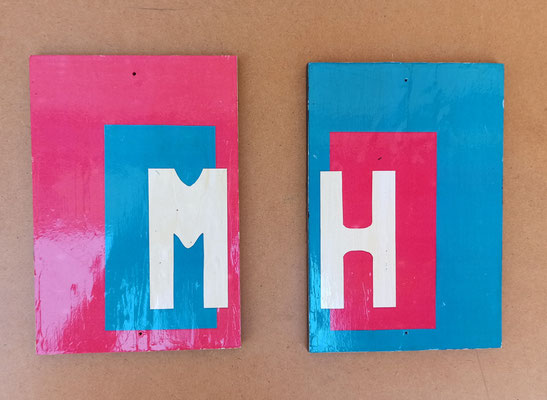 Placas servicios Hombre/mujer madera. 18x4