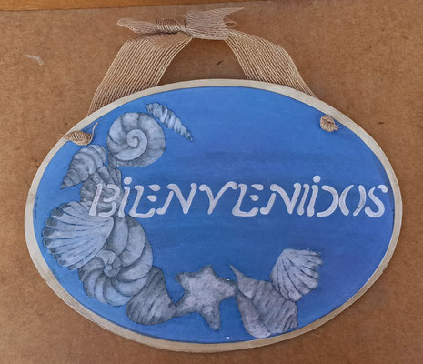 Letrero "Bienvenidos" madera. Ref 30x30