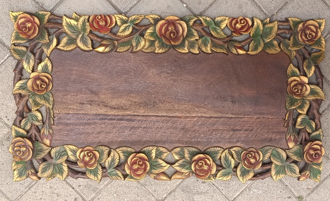 Cartel madera teca. Origen Tailandia. Ref EL0193. 90x48x4