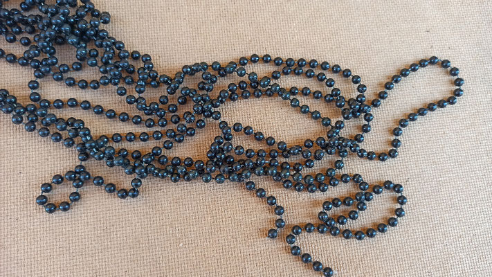 Cortina de cuentas "perlas" negras. 78x180 aprox