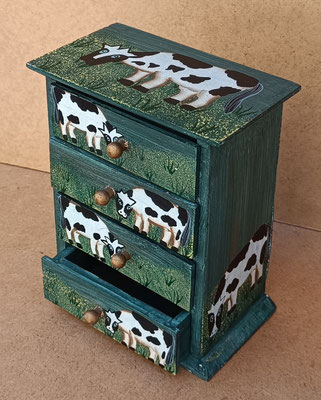 Cajonera vacas madera. Ref 7973/021. 17x14x9